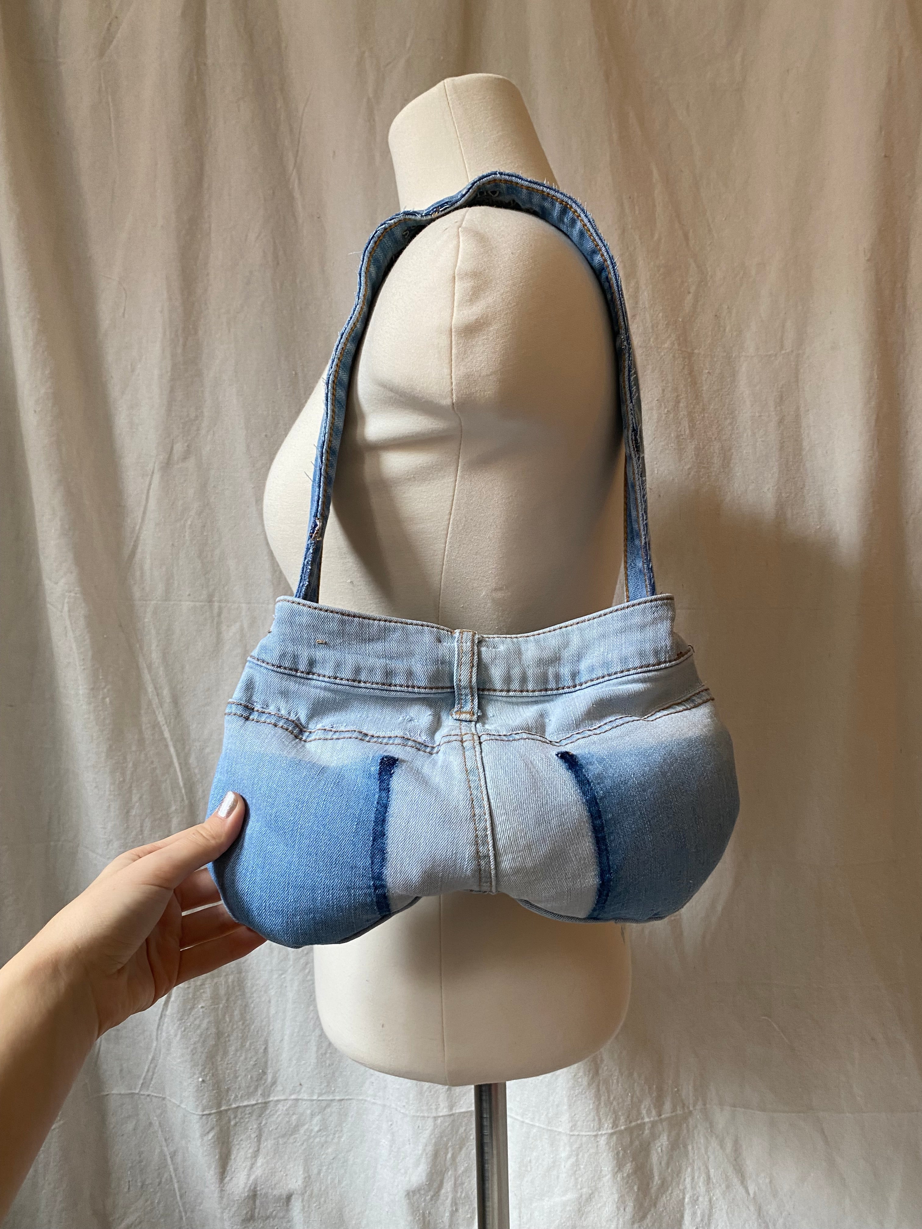 Mini Butt Bag- Recycled Denim Plush Mini Purse